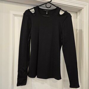 WHBM Long Sleeve Cutout Ribbed Top